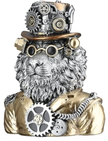 Brillibrum Design Steampunk Deko Figur Löwe Mechanical Skulptur Zahnrad Dekoration Industrial Steam Punk Kunst Figur Raubkatze (Löwe/Variante 26)