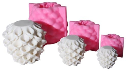 3PCS Geometrie Blume Ball Kerze Silikon Form 3D Cylinde Swirl Skulptur Säule Kunst Wachs, Der DIY Für DIY Duftkerzen
