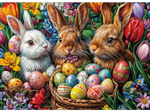 Puzzles 1000 Pieces for Adults jigsaw puzzles for adults 1000 Piece Puzzle Challenging Game for The Whole for Women, Gifts for Men, Theme:easter bunny