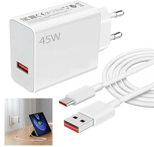 Cargador Rápido 45W con Cable 2 Metros USB-C 6A Compatible con Xiaomi Redmi Note 14 5G, 14 Pro, 13, 12S, 12, Redmi 15C, 15 4G, 14C, Poco X7, M6, M4, Pad y Xiaomi Pad 7/6/5, Carga Segura y Eficiente