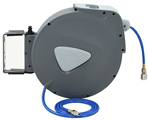 Teenpull Enrouleur automatique de tuyau à air comprimé 1/4 avec tuyau d'air flexible en PVC de 30 m, tuyau de compresseur robuste pour atelier, garage, chantier, peu encombrant et résistant aux plis