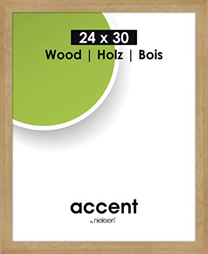 accent by nielsen Holz Bilderrahmen Accent Wood, 24 x 30 cm, Hellbraun | Holz Rahmen im Hoch- & Querformat zum Aufhängen Hellbraun matt Echtglas
