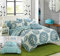 Chic Home Madrid Wende-Bettwäsche-Set, Doppelbett, 3-teilig, Mikrofaser, geometrisches Medaillon, Boho-Muster, Steppdecke, Kissenbezug und dekoratives Kissen, Grün