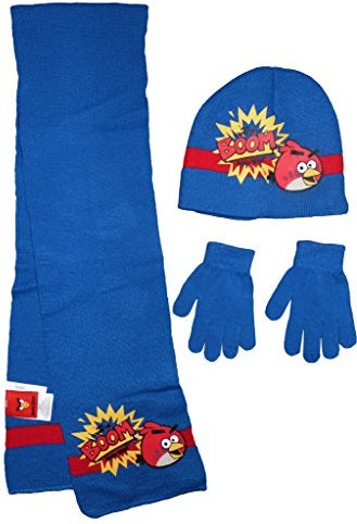 Angry Birds Kids Hat Scarf and Gloves Winter Set - Blue - 52