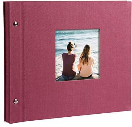 goldbuch 26508 Schraubalbum mit Fensterausschnitt, Bella Vista Trend, 30 x 25 cm, Fotoalbum mit 40 schwarze Seiten mit Pergamin-Trennblättern, Album erweiterbar, Fotobuch aus Leinen, Fuchsia