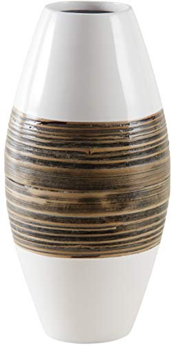 AUBRY GASPARD Vase en Bambou Naturel et laqué Blanc M1