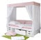 Himmelbett Marlies Massivholz Kiefer inkl.Tüll-Set Rosa Weiß