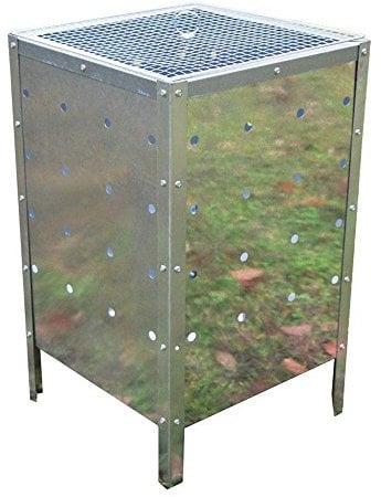 Unibos Large Square Incinerator Fire Bin Garden Rubbish Burning Trash Bins Galvanised Metal 90 Litre New