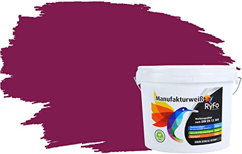 RyFo Colors Bunte Wandfarbe Manufakturweiß Deep Purple-Lila 3l - weitere Violett Farbtöne und Größen erhältlich, Deckkraft Klasse 1, Nassabrieb Klasse 1