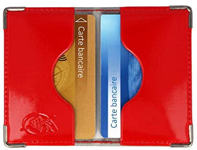 Color Pop® Etui 2 Cartes bancaires blindé (Anti-RFID) - Fabrication française - Protection des données bancaires (Rouge - PVC Vernis) - 9,7 x 6,5 x 0,5 cm