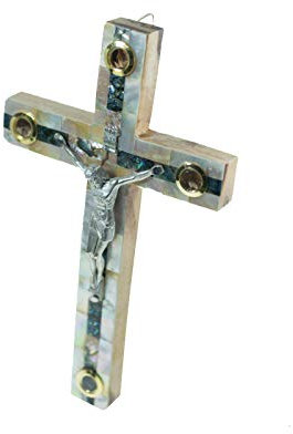 Jerusalem Olivenholz, Perlmutt-Kreuz, handgeschnitzt aus 25,4 cm