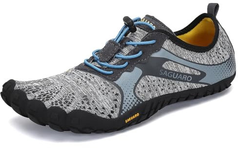SAGUARO Barfußschuhe Herren Barfuss Schuhe Damen Barfussschuhe Outdoor Zehenschuhe Atmungsaktiv Traillaufschuhe mit Zero-Drop Solhe, Fast Ⅰ - Barfußschuhe Grau, Gr.45 EU