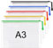 Umriox A3 Document Folder Extra Thick Zipper File Bags Mesh Zip Lock Document Wallets Folder Travel Storage Pouch for Office Supplies and Travel Accessories, Waterproof, 5PCS
