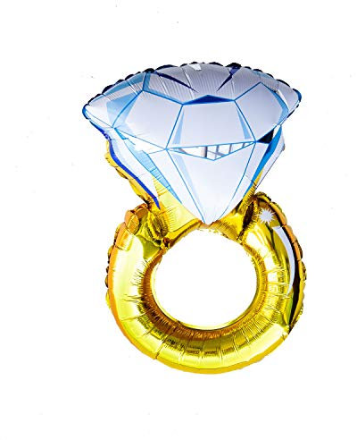 Oblique Unique® Folien Luftballon Diamant Ring Trauring Hochzeitsring Folienballon für Hochzeit JGA Junggesellinnenabschied Verlobung Party Gold Weiß Blau