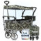 IMLEX Bollerwagen faltbar mit Dach IM-4268 Camouflage| Hohe Stabilität, 1X 3-Punkt Gurtsystem | Handwagen klappbar mit Schiebegriff ideal für 2 Kinder