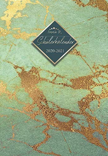 Schülerkalender 2020 / 2021: Schulplaner von August 2020 bis Juli 2021 / Praktischer Schülertimer zum notieren, planen und organisieren aller ... für das Schuljahr 20/21 Motiv Marmor Grün
