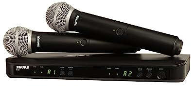 Shure BLX288/PG58 UHF Wireless Microphone System - Perfect for Church, Karaoke, Vocals - 14-Hour Battery Life, 100m Range | Includes (2) PG58 Handheld Vocal Mics, Dual Channel Receiver | K3E Band