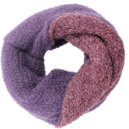 CG - Talento Fiorentino, scaldacollo tubolare fatto a maglia, invernale, sciarpa ad anello intrecciato a due colori incrociati, unisex, fatto a Firenze, Made in Italy (Viola e Rosa)