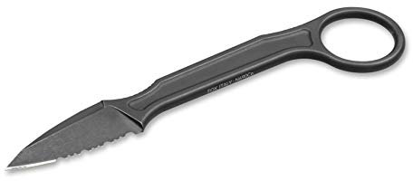 Bastinelli Knives Unisex – Erwachsene Spade Serrated feststehendes Messer, Schwarz, 15 cm