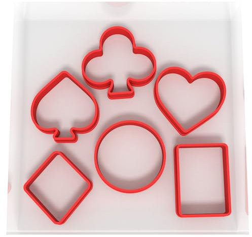 Custom Cutters Playing Card Shape Cutters | Set of 6 Small Plastic Cutter for Baking, Fondant, Clay, Pastry, Icing, Jewellery, Suits (3CM)