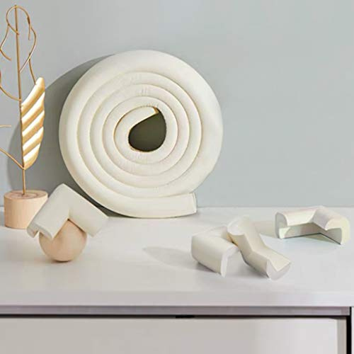 Kantenschutz Baby, Eckenschutz mit Selbstklebender, Weicher Stoßschutz Schaumstoff Eckschutz für Tisch, Möbel & Scharfe Stellen, 2m (6,6 Fuß) + 4 Stück Ecken,Beige