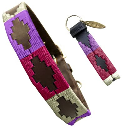 Carlos Diaz Echtes Leder gewachstes Premium-Polo-Hundehalsband mit Stickerei XXS