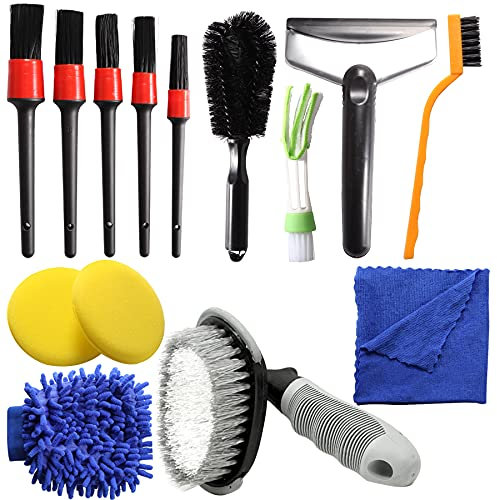 DKBT Limpieza Coche Interior Detailing Coche Cepillo Lavar Coche Cepillo Limpieza Coche 14 Piezas Kit Limpieza Coche Cepillo Limpia Llantas Coche Cepillo Coche Lavado rascador para Coches