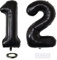 Xihuimay 40 Nummer 12 Folienballon Zahl 12 Luftballon Ziffer 12. Geburtstag Ballon 100cm Riesen Ballons Luft oder Helium Digitaler Ballon für Mädchen Junge Jubiläum Feierliche Anlässe, Schwarz XXL