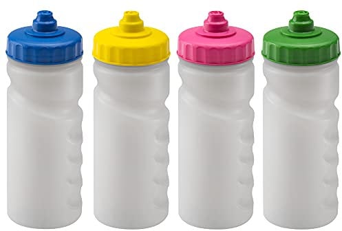 Foxberry 500ml Children's School Water Bottles - 4 Pack - Hands Free Lid - Spill Proof and Leak Proof Spout - BPA Free - Dishwasher Safe - Blank For DIY Decoration - Kids - School - Sports - Clubs