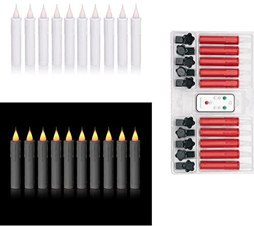 DbKW (Weiß) 3D-Flamme Baumkerzen 10er Set mit Fernbedienung, 6 Stunden Timer, Baumhalter und Batterien. Weihnachtskerzen - Christbaumkerzen - Weihnachtsbaumkerzen - täuschend echtes 3D-Licht