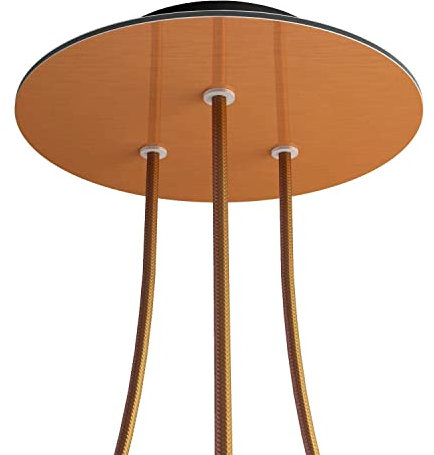 creative cables - Rundes 3-Loch und 4 Seitenlöchern Lampenbaldachin, Rose-One-Abdeckung, 200 mm Durchmesser - Satiniertes Kufper, Schwarz