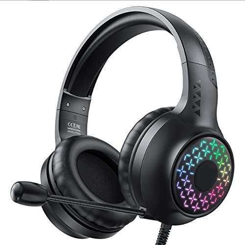 ZTBGY Headphones Over Ear,Adults DJ Headphones,Wired Hybrid Active Noise Cancelling Headphones with Memory Foam Earcups Built-in Mic Magic RGB Light Effect Comfortable Fit,for DJ/TV/PC/Phone