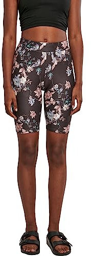 Urban Classics Damen Radlerhose Ladies Soft AOP Cycle Shorts, Farbe blacksoftflower, Größe XS