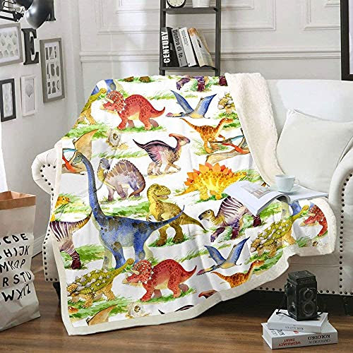 Kinder Dinosaurier Überwurfdecke Jurassic Tier Plüsch Bettdecke für Jungen Mädchen Teenager kawaii Tier Dinosaurier Fleecedecke alte Dino Sherpa Decke für Schlafzimmer Wohnzimmer Couch 130 x 150 cm