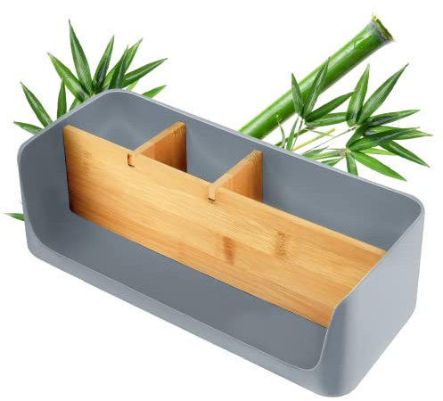 LIVONDO ECO Schreibtisch Organizer | Tisch- Büro- Kosmetik- Organizer | Handy & Tablet Halterung | Stiftehalter Schreibtisch | Briefablage | Serviettenhalter | Organizer box | (groß, grau)