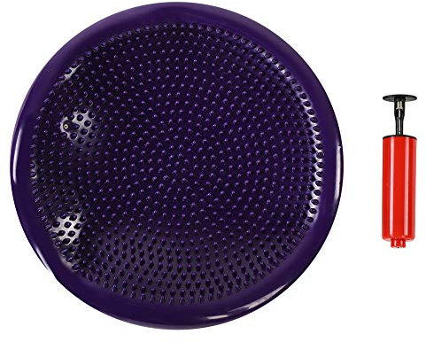 HOHXFYP Yoga Kissen,Doppelseitiges Design,Strapazierf?higes PVC Yoga Pad,Training,Balance,Fitness Stil,Yoga Platte,Fitness Kissen mit Pumpe,Lila Farbe