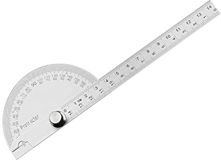 FEMONGY Winkelmesser Winkelmesser Metall 180° Edelstahl Goniometer mit Feststellschraube-Winkelmesser mit Skala Lineal für Schule Tischler DIY Malerei Zeichnung Anzeichnen