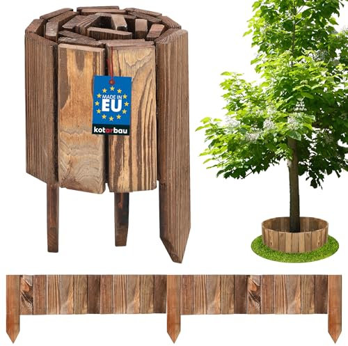 KOTARBAU Mini Recinzione in legno di pino colore marrone 15 x 110 cm | Bordo del prato | Recinzione anti-roditori | Pissade in legno | Recinzione in legno giardino