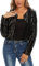 MINTLIMIT Kurze Strickjacke Damen Offene Cardigan Pailletten Langarm Bolero Elegant Bolerojacke (Schwarz XXL)