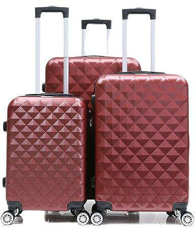 COFI 1453 Reisekoffer Koffer 3 TLG Hartschale Trolley Set Kofferset Handgepäck Gepäck Reisetasche ABS-07 Rot