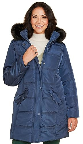 Amber Ladies Water Resistant Parka Style Jacket With Detachable Hood Navy 10