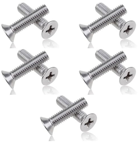 EIHI 10 pezzi, M6 x 50 mm Vite a testa bombata con esagono incassato, acciaio inox filettatura completa, a testa piatta