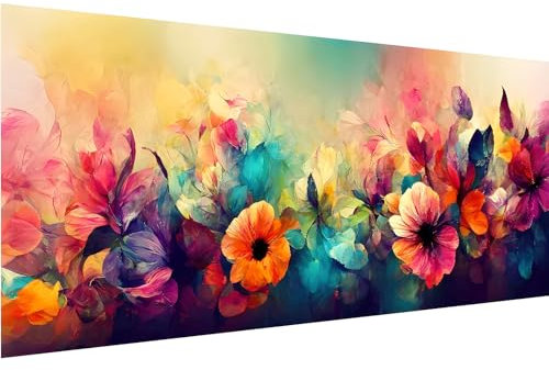 Hjjdiyes Malen Nach Zahlen Erwachsene Landschaft 90 X 40 Cm - Diy Bastelset Erwachsene Malen Nach Zahlen Groß xxl Blumen Wasser Handgemalt öLgemäLde Kit, Knitterfreie Leinwand (Blume)