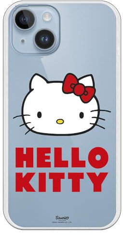 Personalaizer Offizielle Hello Kitty Schutzhülle, kompatibel mit iPhone 15 Plus, Flexibles TPU-Silikon, transparent, mit Muster auf Rosa