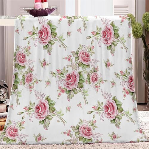 Kuscheldecke 220x240 Rosenmuster 3D Druck Weichen Kuscheldecke Flauschig Fleecedecke als Sofadecke Tagesdecke Couchdecke für Mädchen Jungen