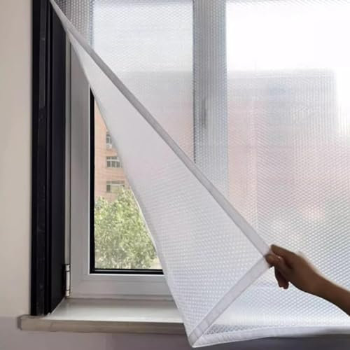 Kits de aislamiento para ventanas,Aislamiento Cortina,Kit de Sellado de Ventana Translúcida,Cubierta para el Aislamiento Térmico,a Prueba de Viento,Anti Frío,Reutilizable (100cm x 200cm)