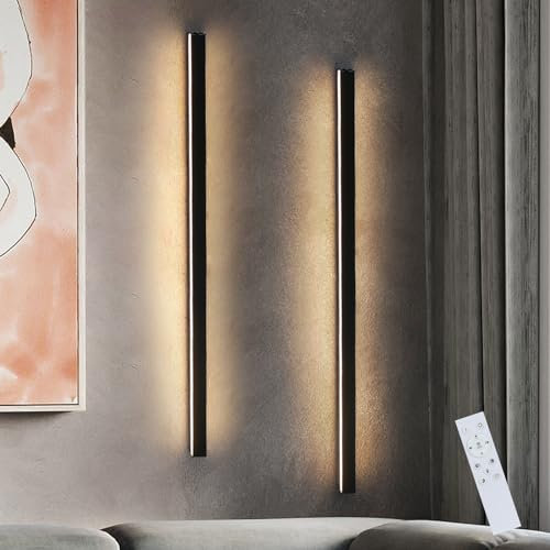 ZMH 2ER LED Wandleuchte innen Wandlampe - 100CM Schwarz Modern Flurlampe Schwenkbar Design Treppenhauslampe Indirekt Dimmbar Warmweiß Wandbeleuchtung für Wohnzimmer Schlafzimmer Flur Treppenhaus Bett