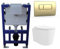 Alcor Wall Hung Toilet with Soft Close Seat Brushed Brass Pneumatic Flush Plate 820mm Frame & Cistern