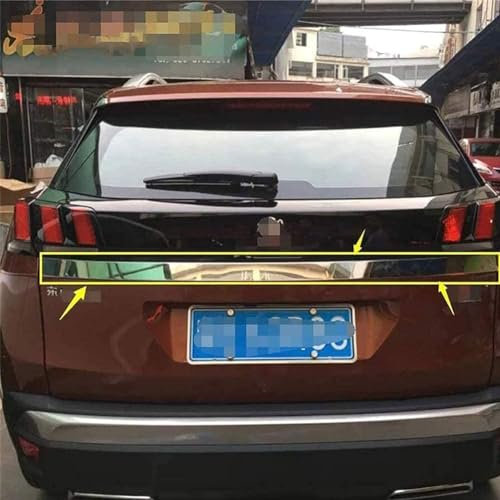 SXZMAZS Baguette Coffre Chromée pour Peugeot 3008 3008GT 2017-2020, Baguette Protection Hayon Arrière Film Autocollant Décoratif Arrière Voiture Modifié Decal Décoration