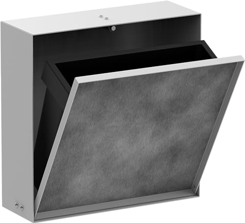 hansgrohe XtraStoris Rock - Einbau Badezimmer Mülleimer mit befliesbarer Tür, eingelassene Wandnische 300 x 300 x 100 mm, Mülleimer Bad, Abfalleimer Bad, Badezimmer Zubehör, Mattweiß, 56089700